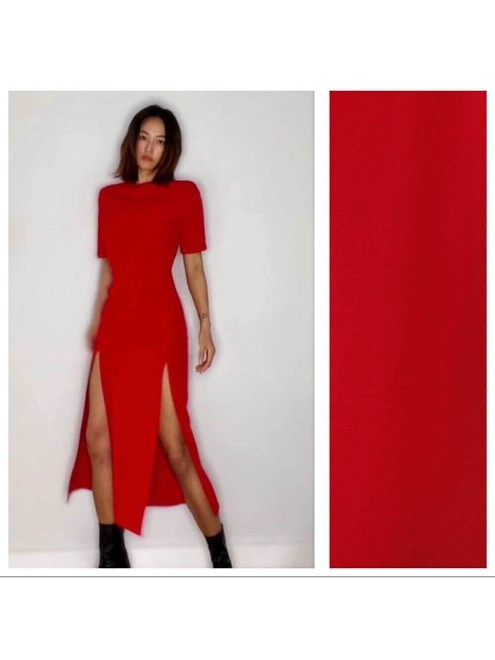 Zara Red Midi Dress with Front Slits
